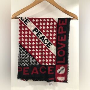 BNNW - Moschino Red and Black Peace Love Scarf